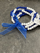 Blue and White Beaded Game Day Bracelet Stack-How Cute is That? Boutique