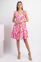 FLORAL PRINT RUFFLE TIERED MINI DRESS-How Cute is That? Boutique