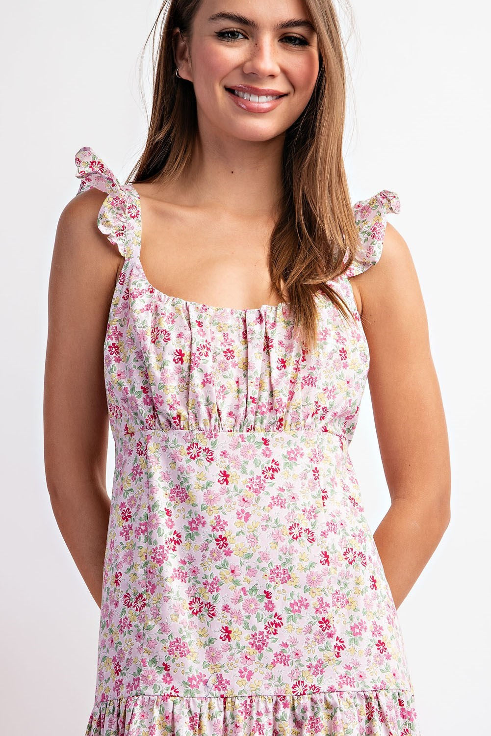 FLORAL PRINT MIDI DRESS WITH SIDE SLIT-How Cute is That? Boutique