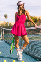 Sleeveless Tennis Dress w/ Built-In Short in HOT PINK-How Cute is That? Boutique