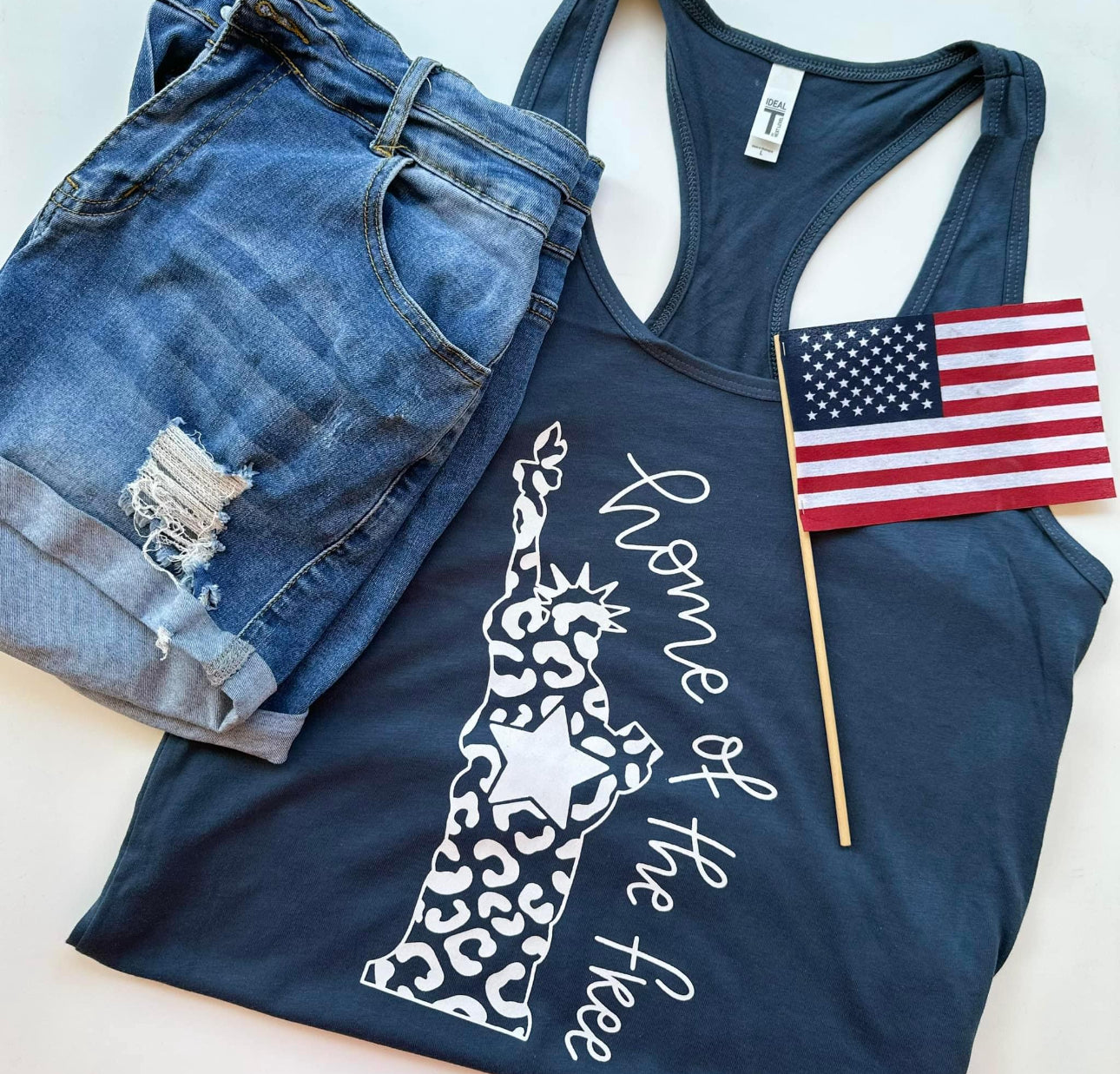 Lady Libery Home of The Free 4th of July Tank Top