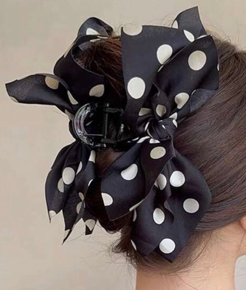Polka Dot Bow Hair Claw- large-How Cute is That? Boutique