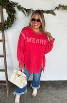 MERRY SWEATSHIRT in Red-How Cute is That? Boutique