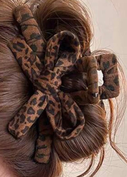 Leopard Print Bow Hair Claw
