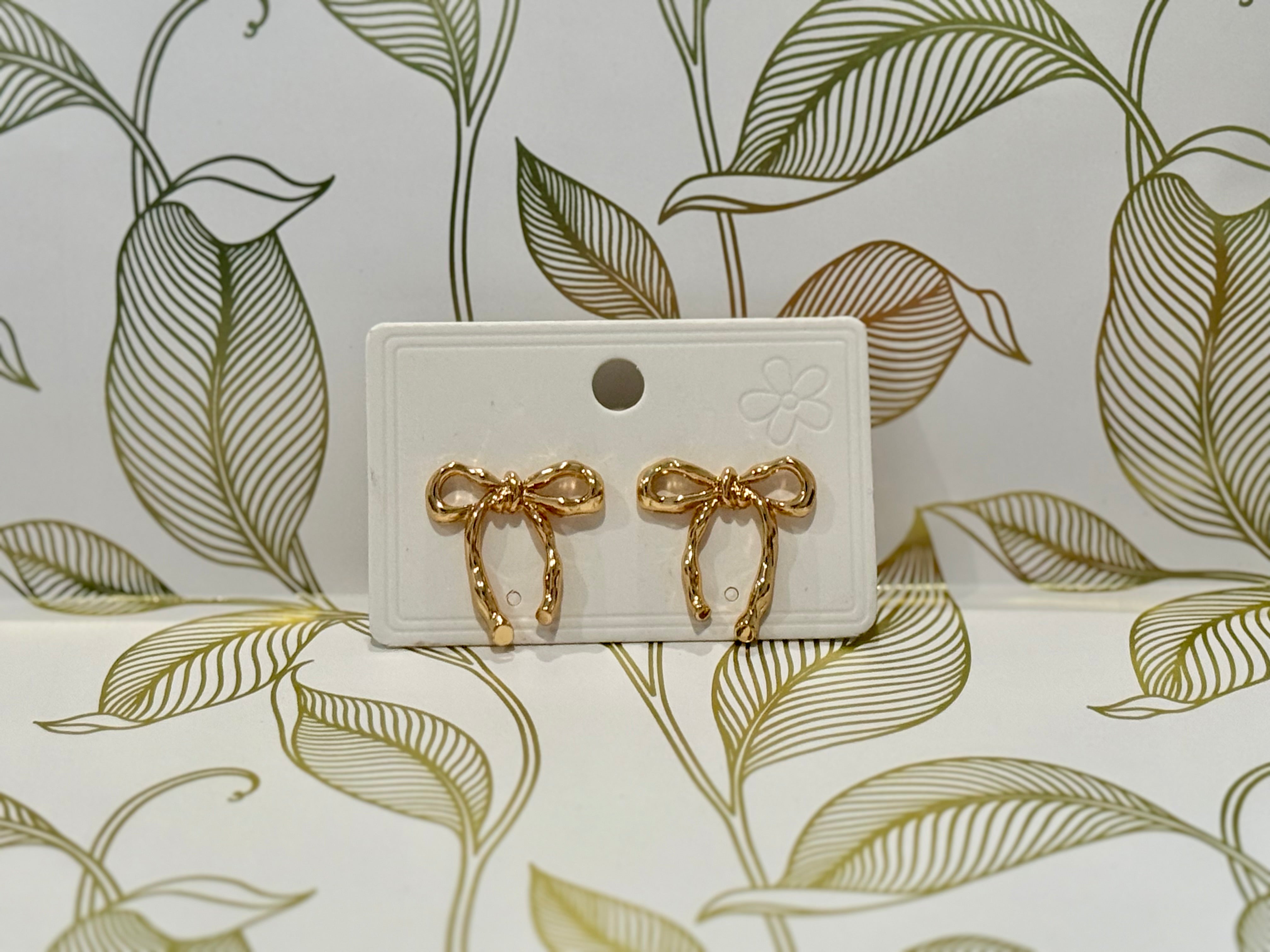 Gold Bow Earrings-How Cute is That? Boutique
