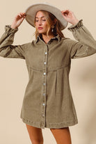 Button down denim dress in Olive-How Cute is That? Boutique