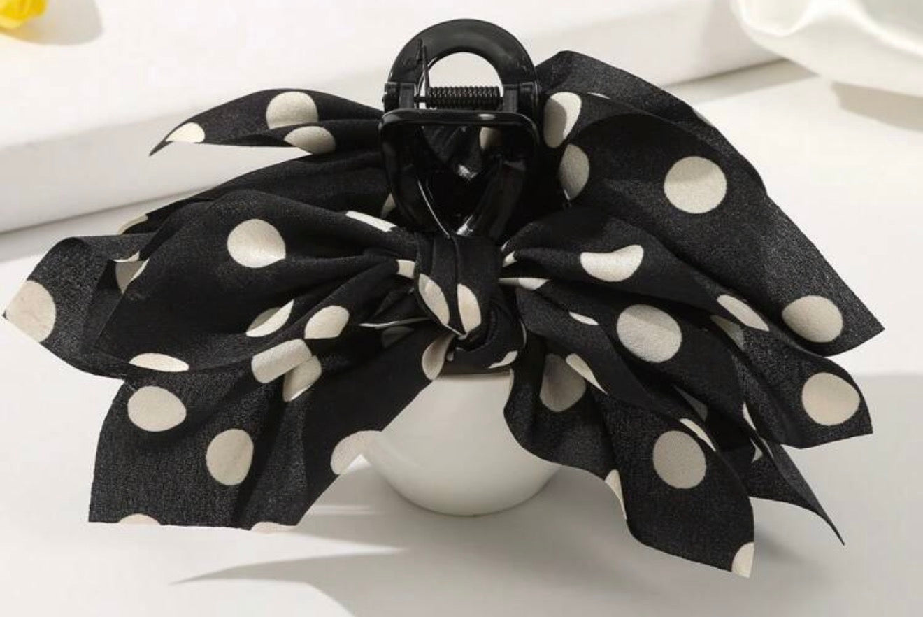 Polka Dot Bow Hair Claw- large-How Cute is That? Boutique