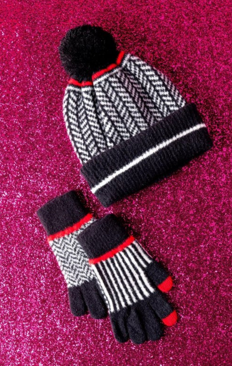 Bowie Winter Hat in black & red