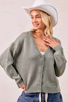 Washed V neck Cardigan-How Cute is That? Boutique