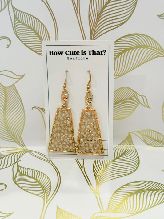 Gold Beaded Dangle Earrings