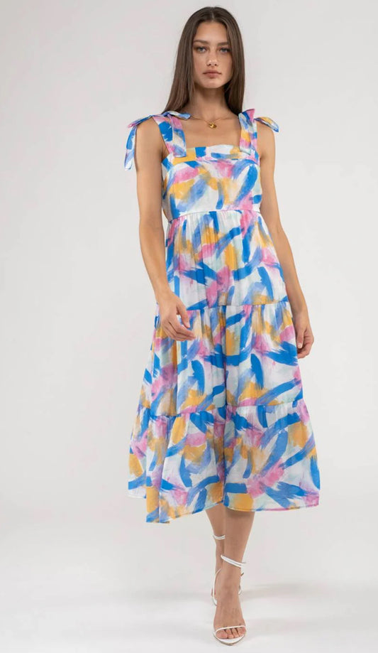 BRUSH STROKE MIDI DRESS