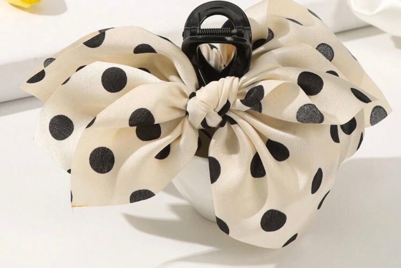 Polka Dot Bow Hair Claw- large-How Cute is That? Boutique
