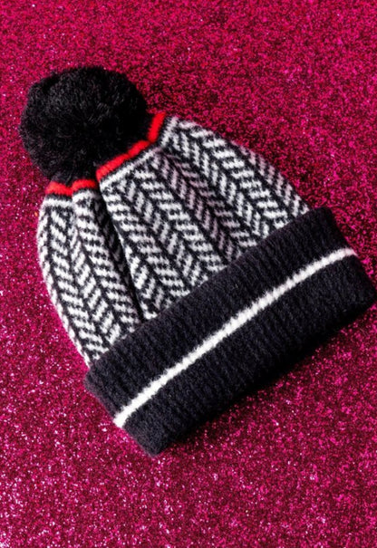 Bowie Winter Hat in black & red