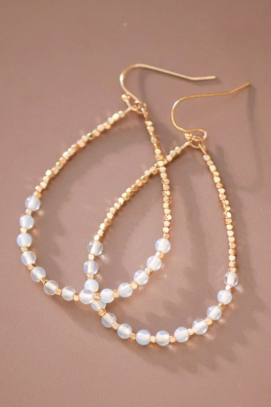 Beaded Drop Gold Earrings