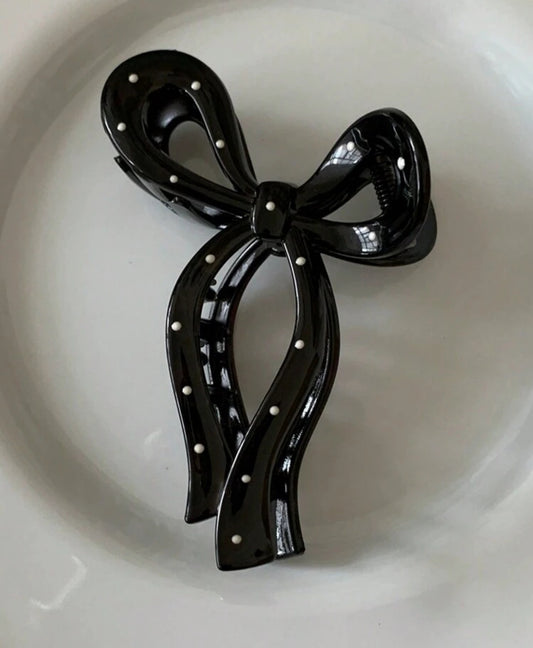 Polka Dot Bow Shaped Claw Clip