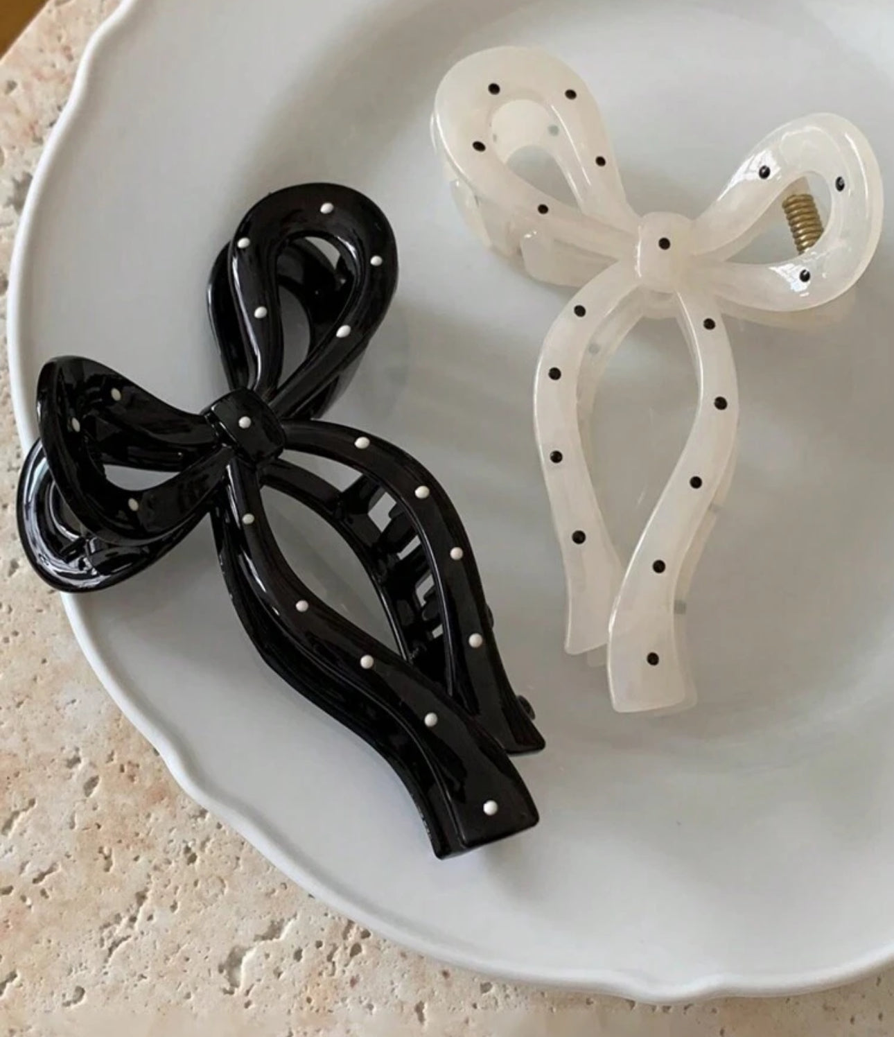 Polka Dot Bow Shaped Claw Clip