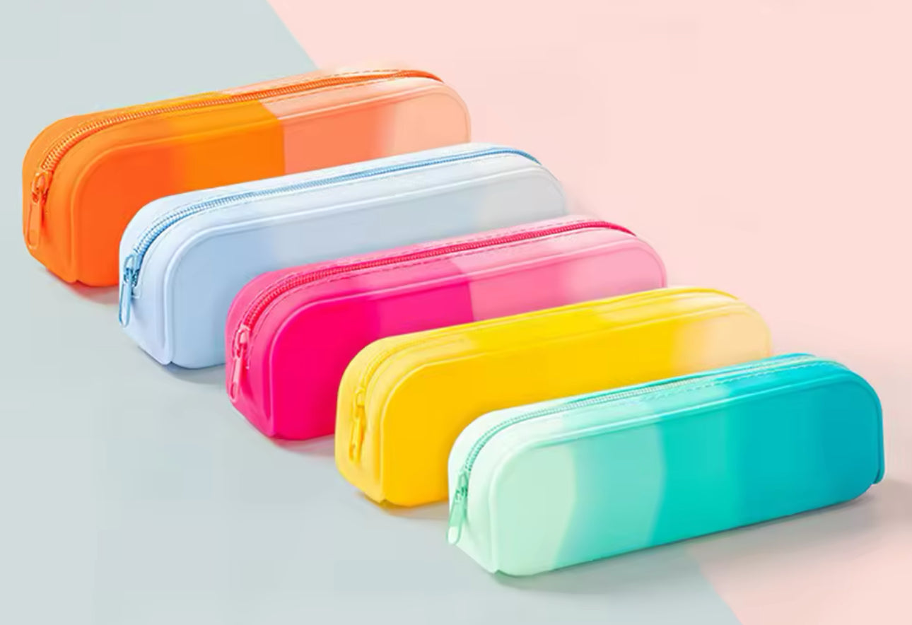 Soft Silicone Ombre Pencil Case or Makeup Bag