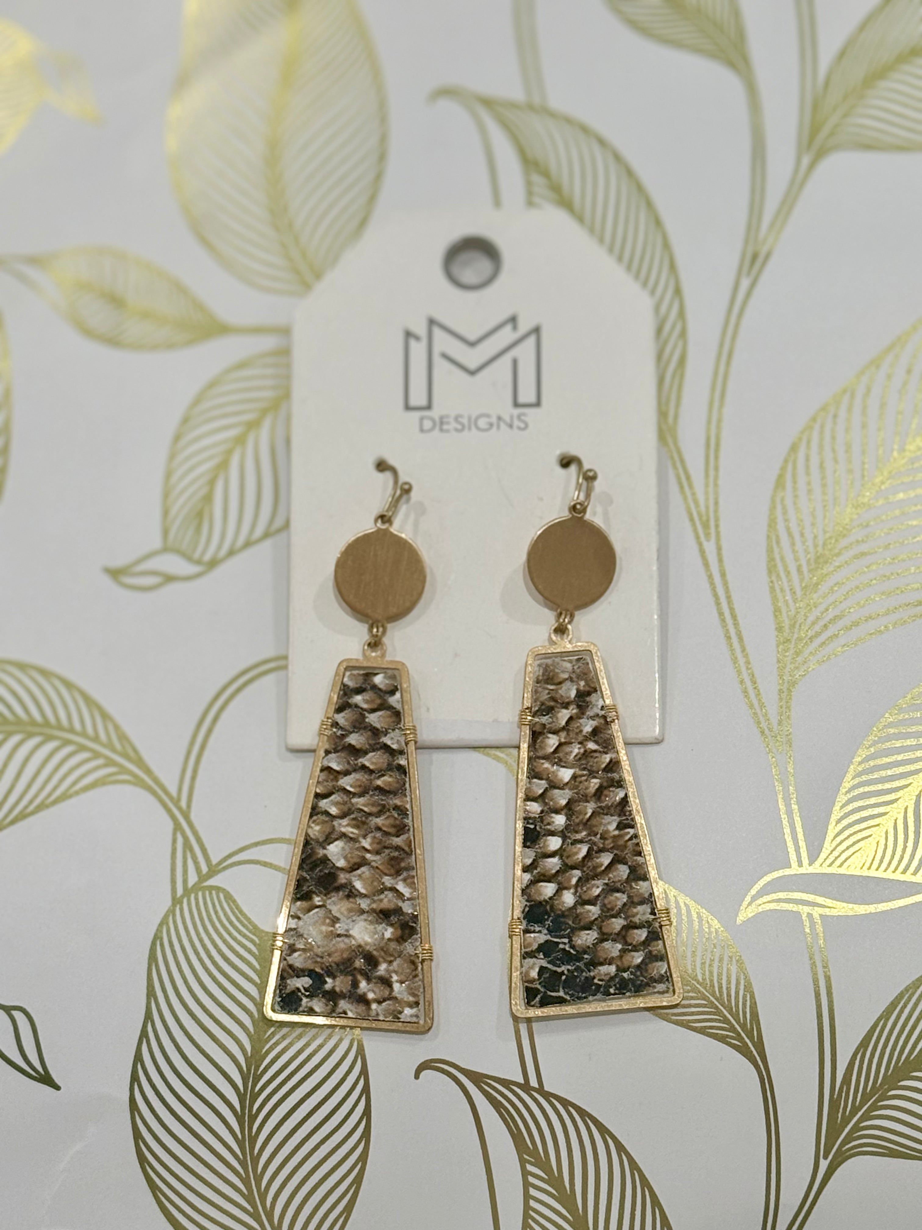 Snake skin Drop Earrings-How Cute is That? Boutique