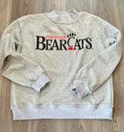 Cincinnati Bearcats reversible mock neck sweatshirt in heather gray with black and red Bearcats graphic