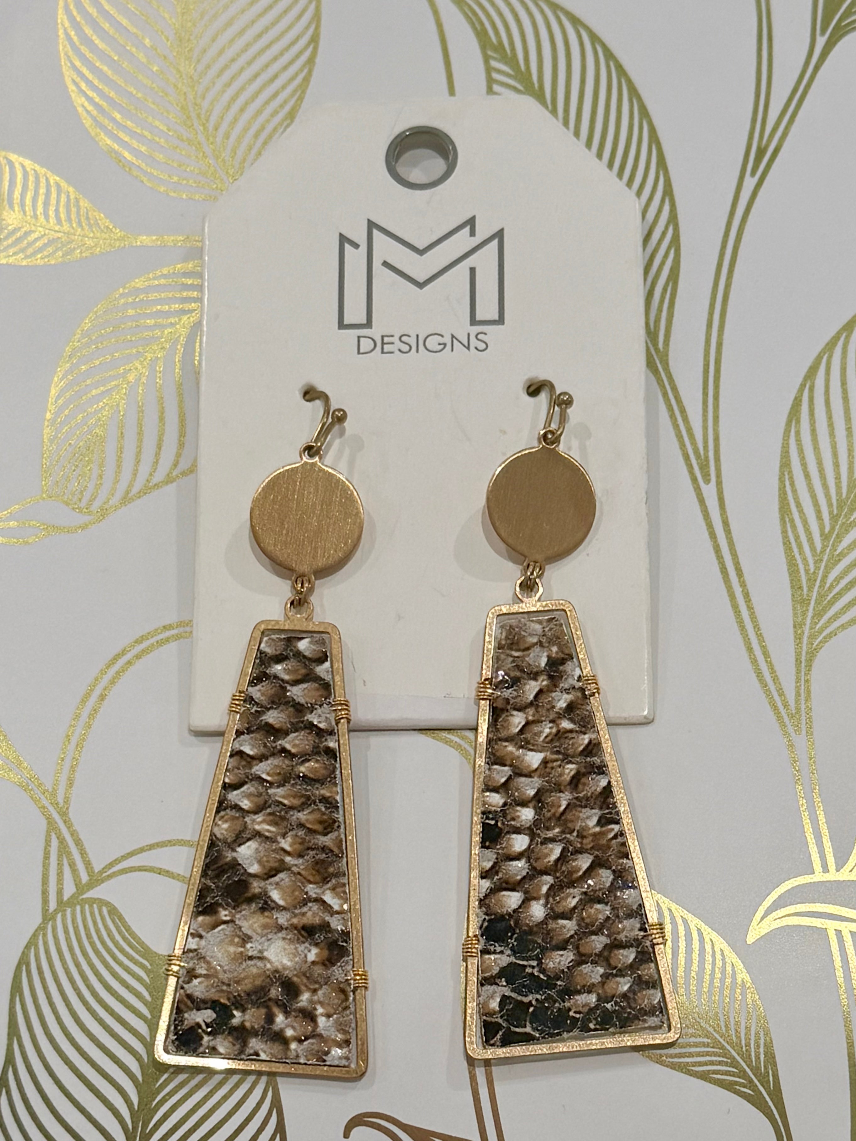 Snake skin Drop Earrings-How Cute is That? Boutique