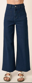 POCKET STRAIGHT LEG DARK DENIM PANTS-How Cute is That? Boutique