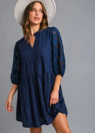 Floral Contrast Sleeve Tiered Dress-How Cute is That? Boutique