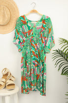 Multi Color Printed Coverup Mini Dress-How Cute is That? Boutique