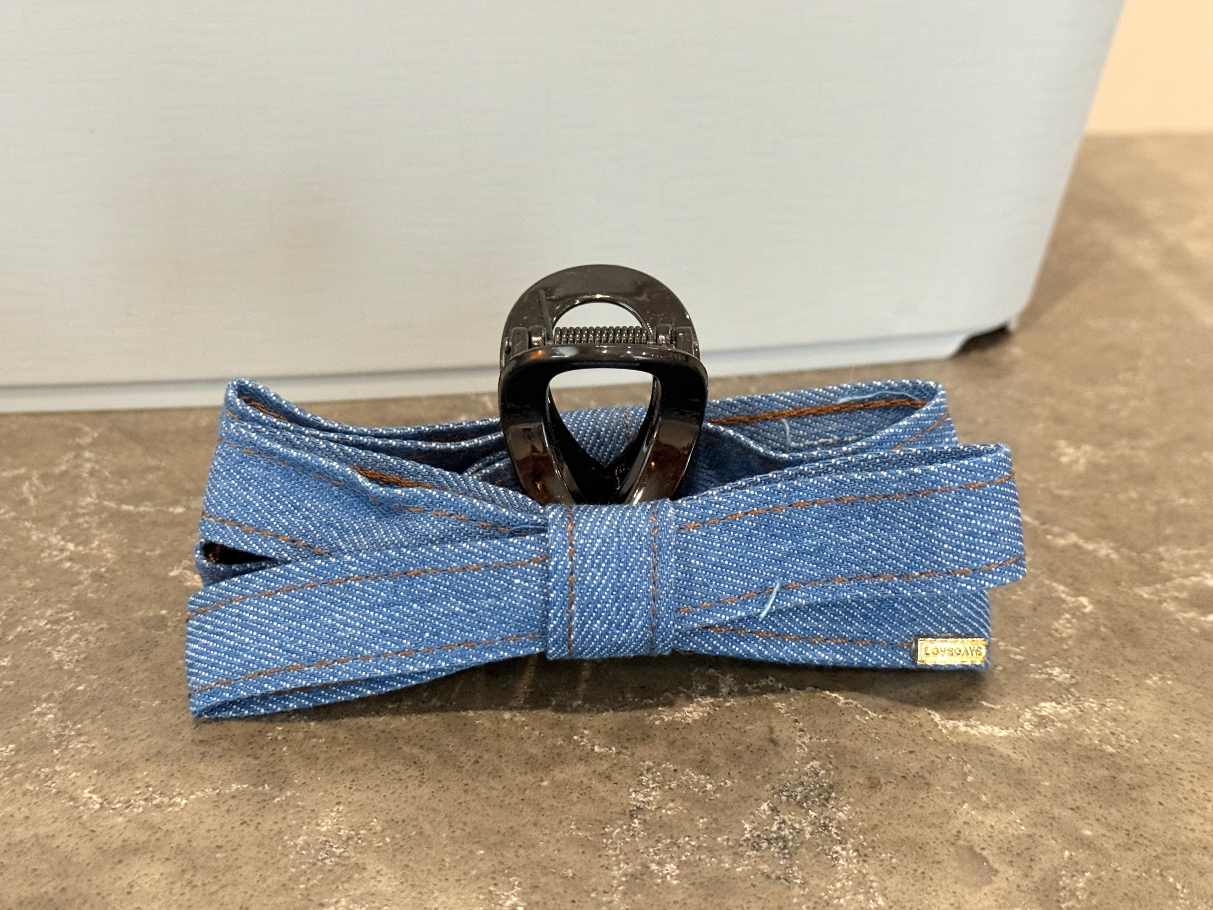 Denim Bow Hair Claw- large-How Cute is That? Boutique