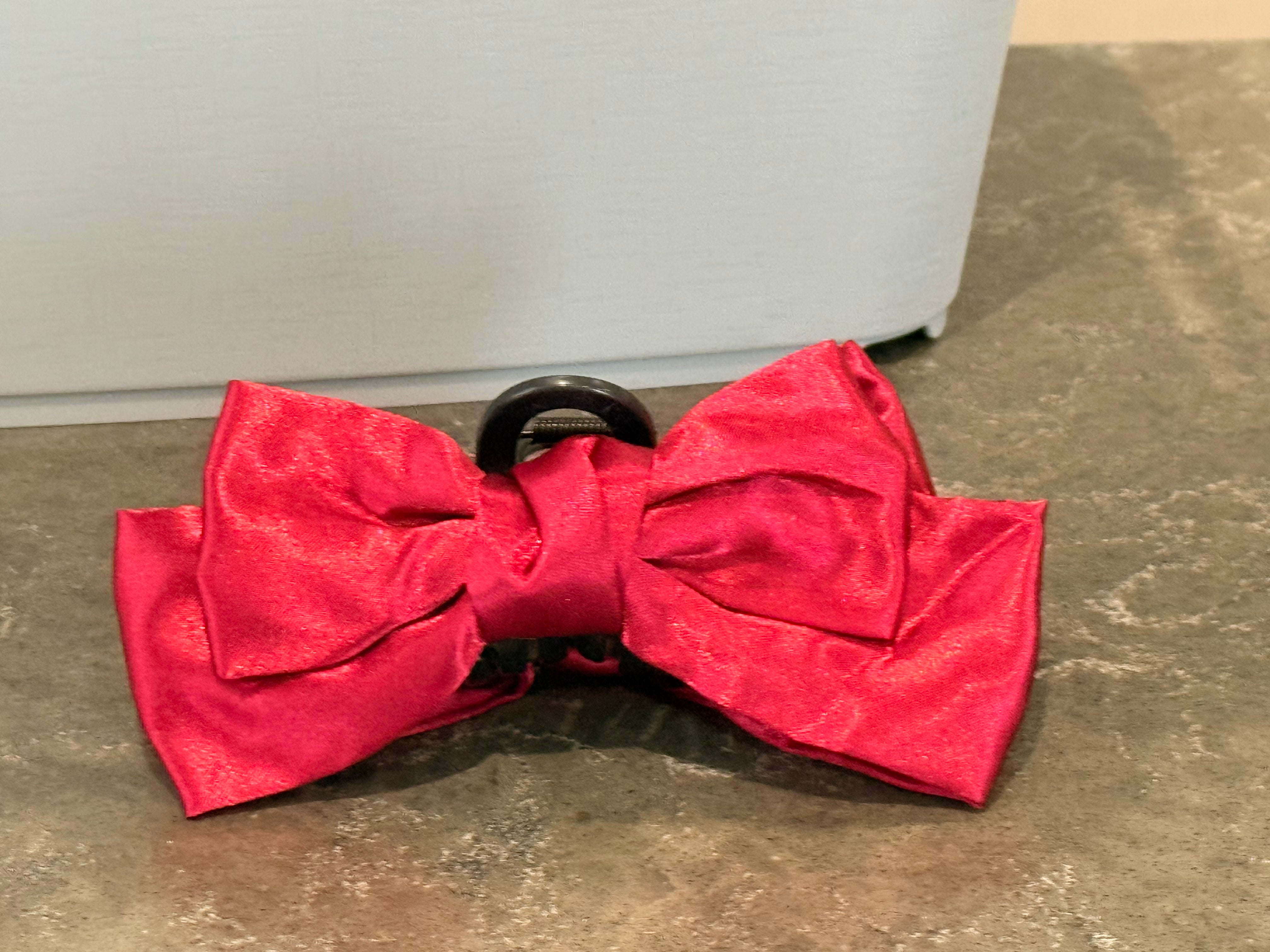 Fabric Bow Hair Claw- large-How Cute is That? Boutique