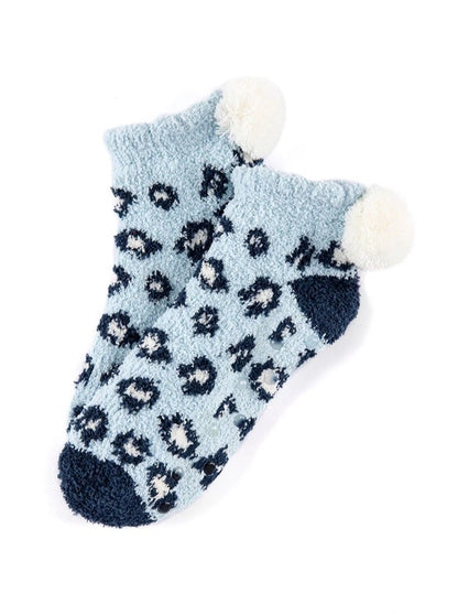 Shiraleah Alma home socks- blue leopard