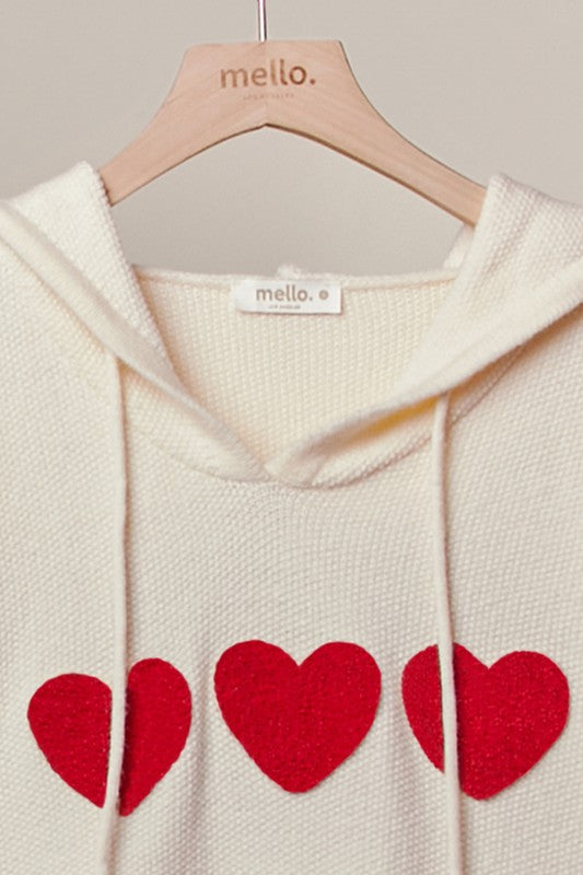 Heart Striped Hoodie Sweater