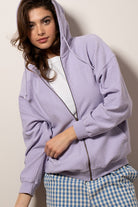 Emily Oversized Vintage Zip Up Hoodie in Lavender-How Cute is That? Boutique