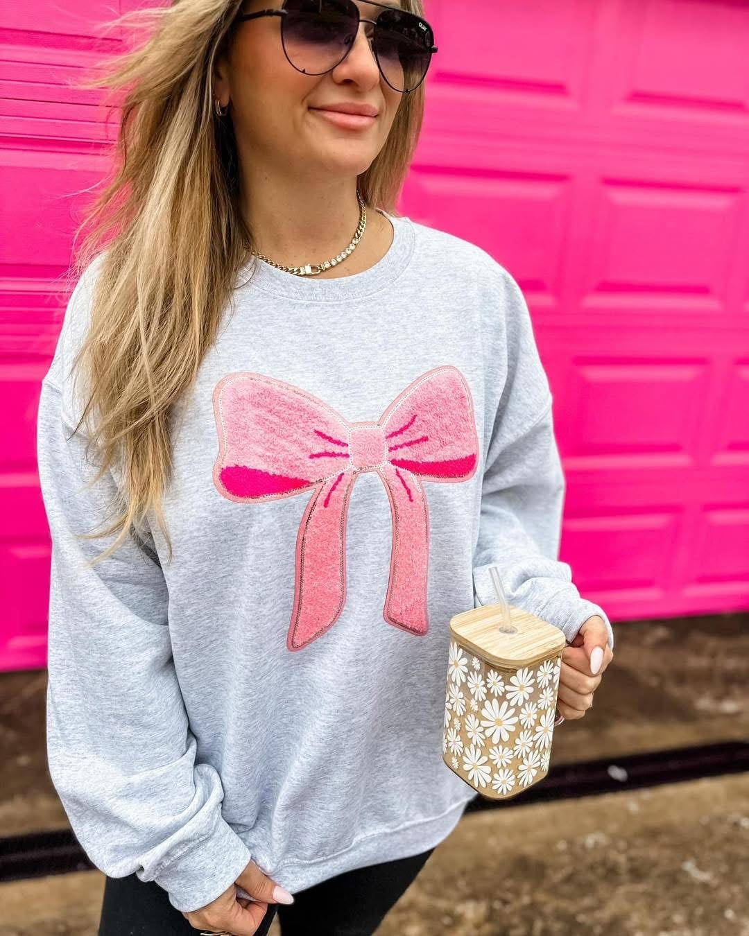 Bow Patch Sweatshirt-How Cute is That? Boutique