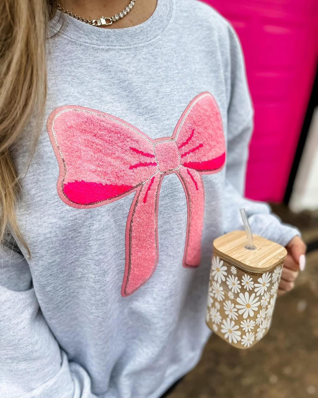 Bow Patch Sweatshirt-How Cute is That? Boutique