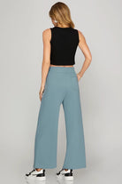 WAISTED ELASTIC SCUBA KNIT LONG PANTS WITH POCKETS-How Cute is That? Boutique