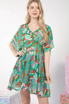 Multi Color Printed Coverup Mini Dress-How Cute is That? Boutique