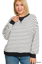 Striped Pullover Top- Plus-How Cute is That? Boutique