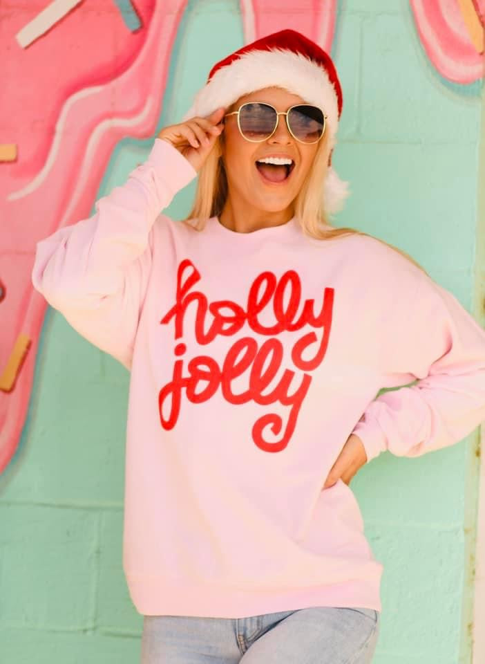 Pink Holly Jolly Christmas Sweatshirt