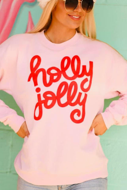 Pink Holly Jolly Christmas Sweatshirt