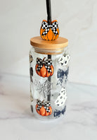 Spooky Halloween Glass Can Tumbler with Pumpkin Straw Topper-How Cute is That? Boutique