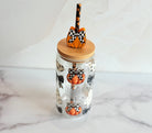 Spooky Halloween Glass Can Tumbler with Pumpkin Straw Topper-How Cute is That? Boutique