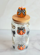 Spooky Halloween Glass Can Tumbler with Pumpkin Straw Topper-How Cute is That? Boutique