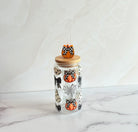Spooky Halloween Glass Can Tumbler with Pumpkin Straw Topper-How Cute is That? Boutique