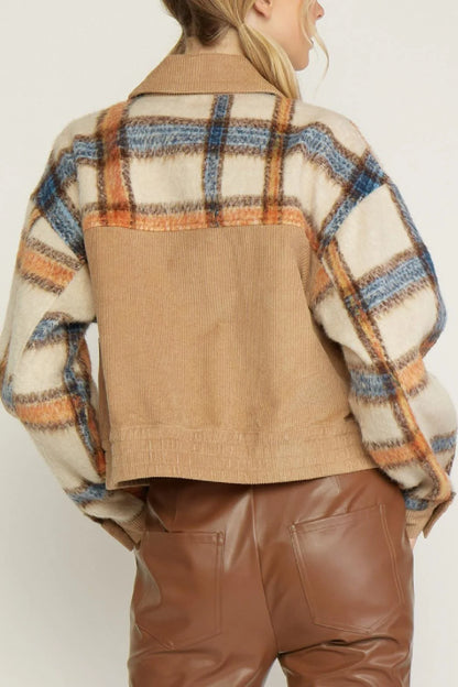 Corduroy Plaid Mix Jacket