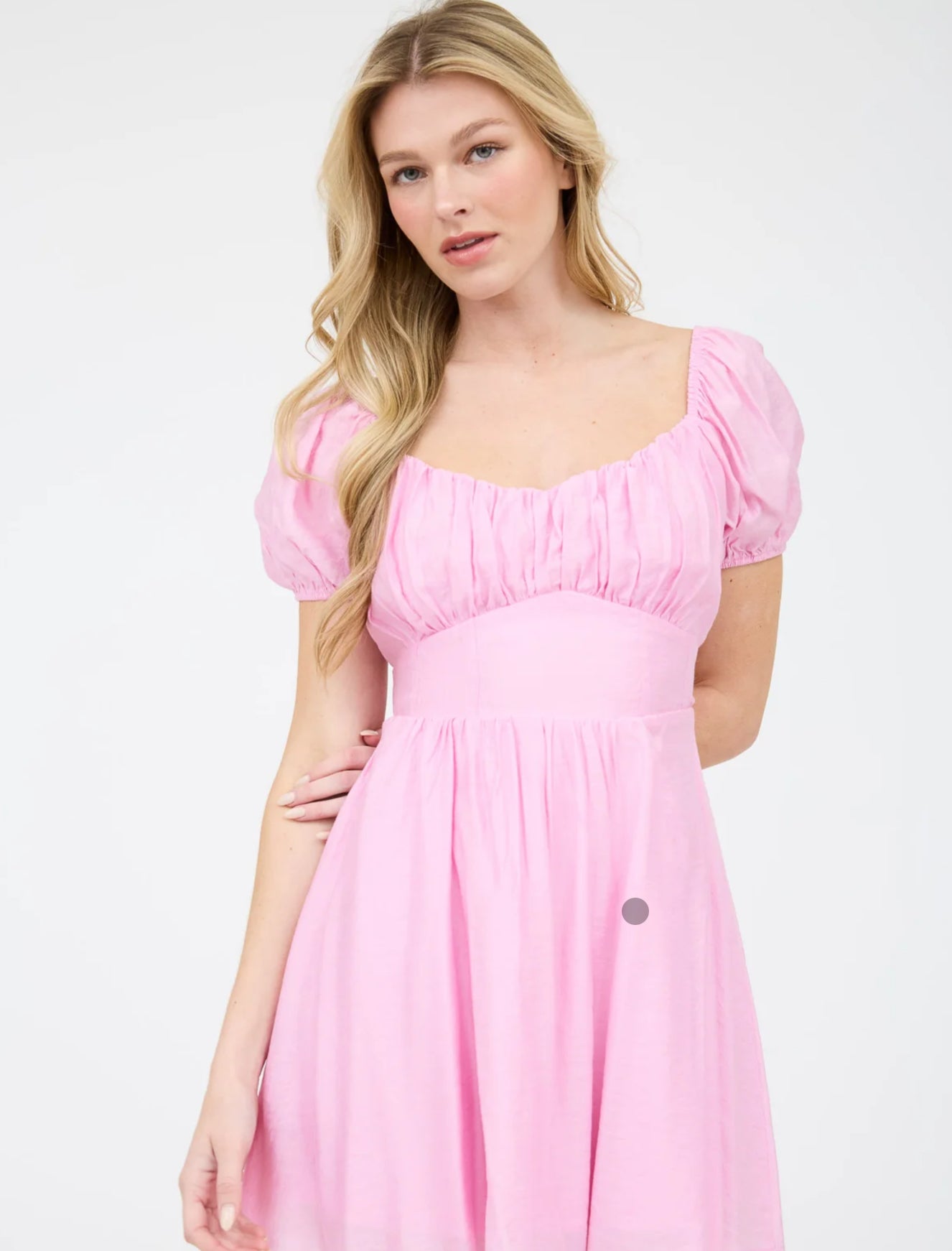 RUFFLE SLEEVE BACK TIE SOLID MINI DRESS-How Cute is That? Boutique