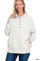 FLEECE HALF SNAP BUTTON HOODED SWEATSHIRTS-How Cute is That? Boutique