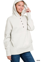 FLEECE HALF SNAP BUTTON HOODED SWEATSHIRTS-How Cute is That? Boutique