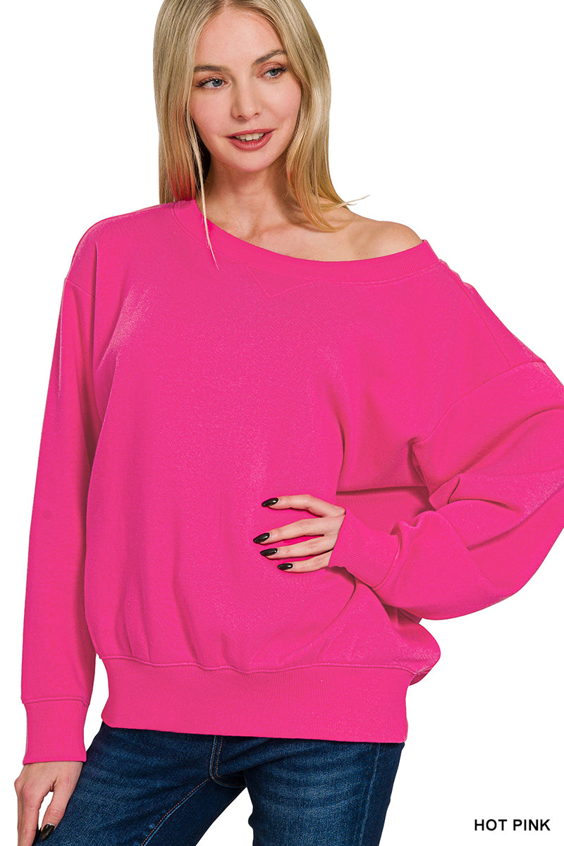 FLEECE BOAT NECK SWEATSHIRTS & SHORTS 2PCS SET-How Cute is That? Boutique