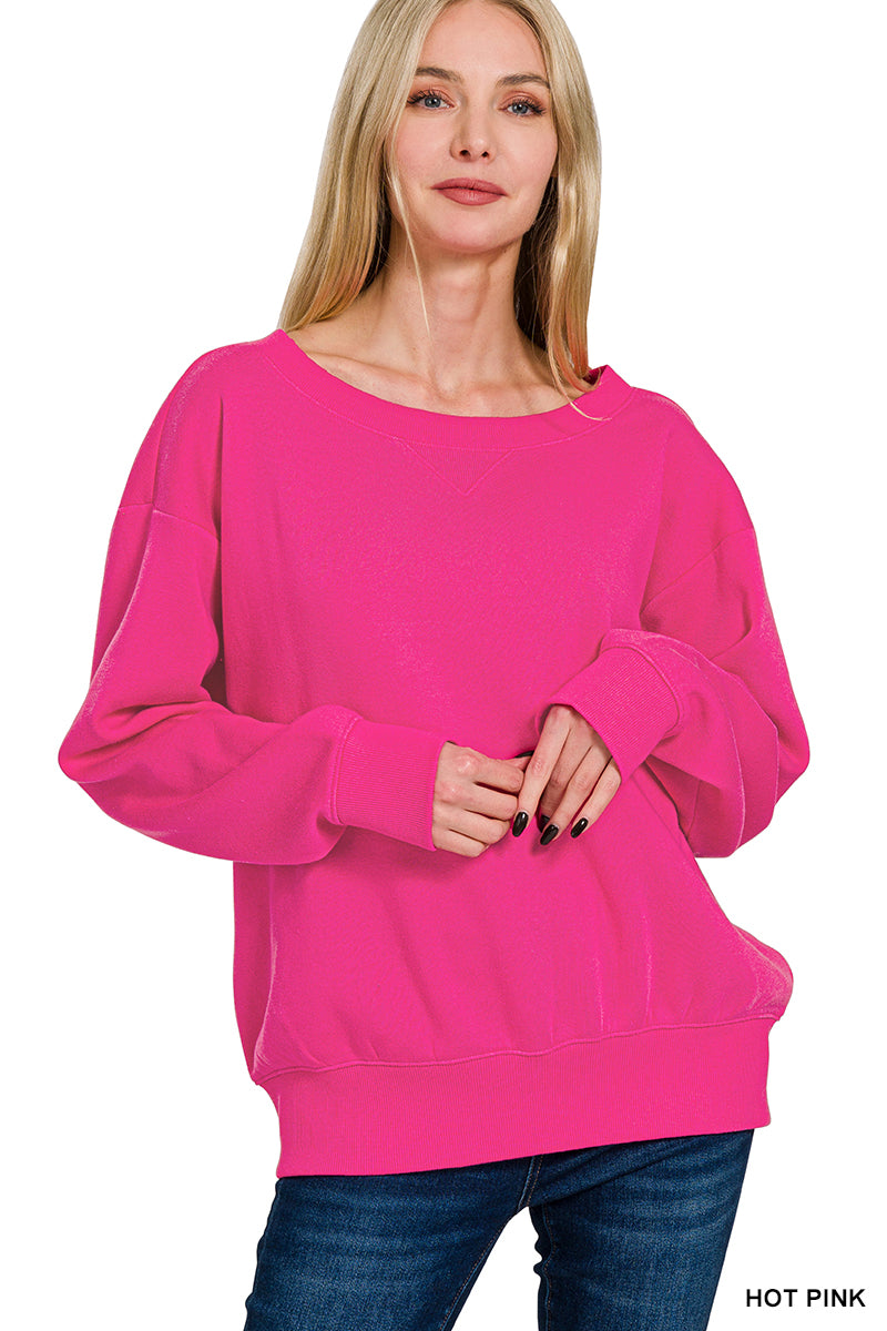 FLEECE BOAT NECK SWEATSHIRTS & SHORTS 2PCS SET-How Cute is That? Boutique