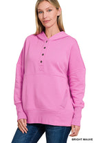 FLEECE HALF SNAP BUTTON HOODED SWEATSHIRTS-How Cute is That? Boutique